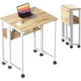 thumbnail image 1 of Compact Mobile Computer Desk, Rolling Laptop Table with Storage, Space-Saving Study Desk for Home Office, Taupe Wood, 1 of 8