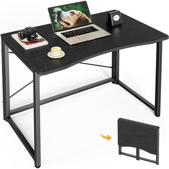 Folding Desk for Small Spaces, 31.5 Inch Foldable Computer Table, for Home Office, Study, Bedroom, Dorm, Space Saving, Small Writing Work Office Computer Desk, Easy to Fold, Black
