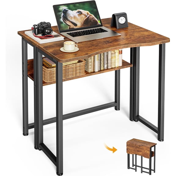 Folding Desk for Small Spaces, 31.5 Inch Foldable Computer Table ...
