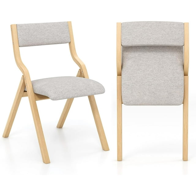 Folding Dining Chairs Set of 2, No Assembly Folding Chairs w/Linen