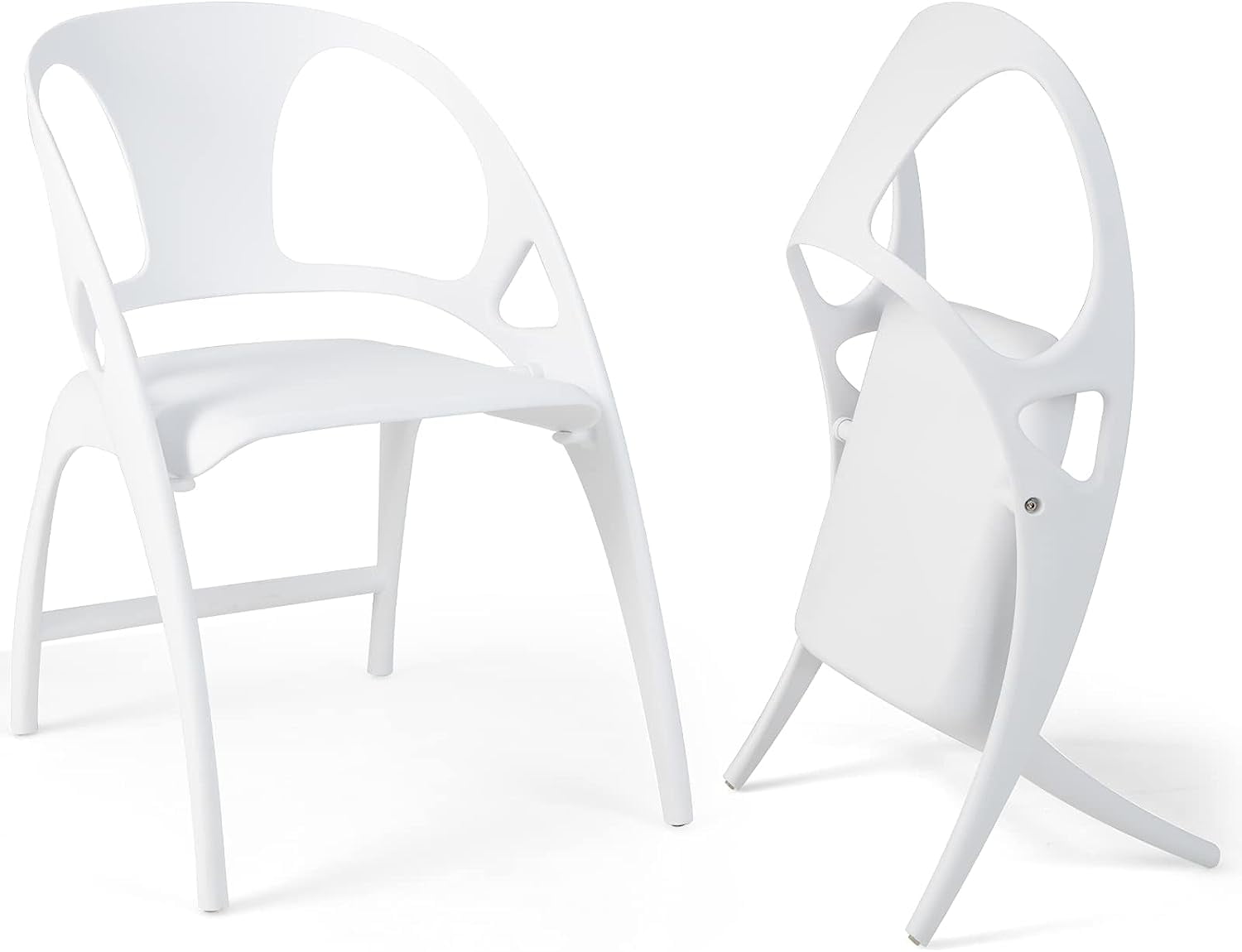 Folding Dining Chairs Set of 2, Outdoor Plastic Dining Chairs with