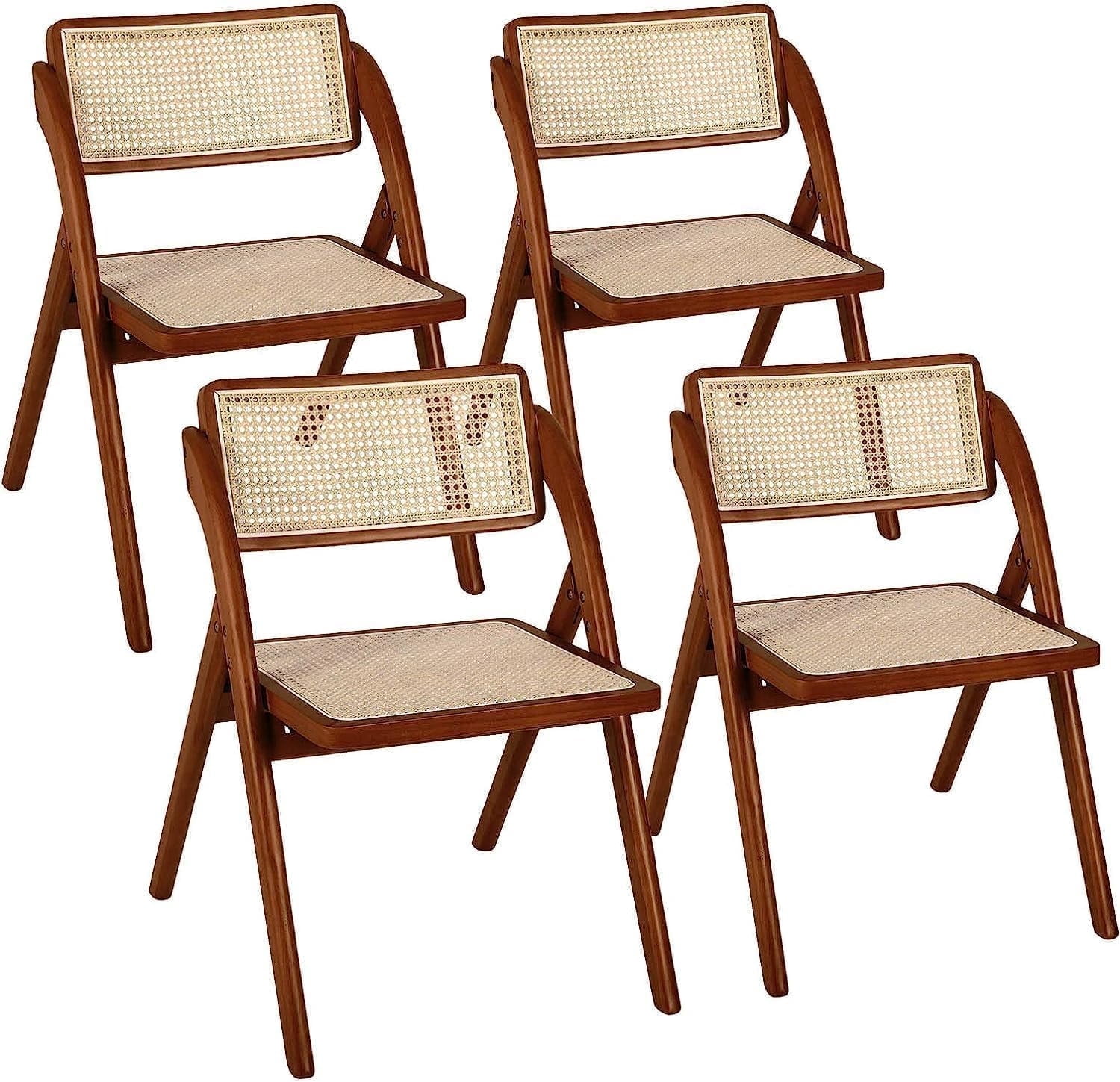 QLJJSD Folding dining chair set of4, wooden dining chair, kitchen ...