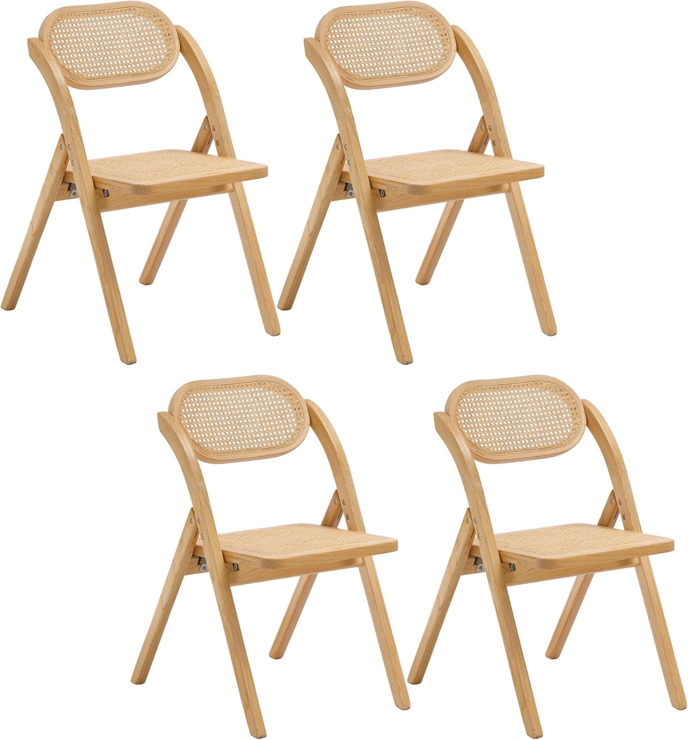 Folding Dining Chairs Wood with Natural Backrest & Seat Wooden Foldable ...