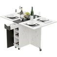 thumbnail image 1 of Folding Dining Table, Dinner Table with Drawer and Storage and Shelves, Space Saving Dining Table with 6 Wheels, Kitchen Table for Small Spaces (Black), 1 of 17