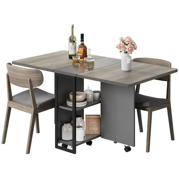 CuisinSmart Rectangle Extendable Dining Table, Charcoal Gray