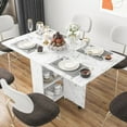 thumbnail image 1 of Folding Dining Table, Extendable Multifunction Table, Save Space,with 2 Storage Racks, Movable Dinner Table with Wheels, 1 of 7