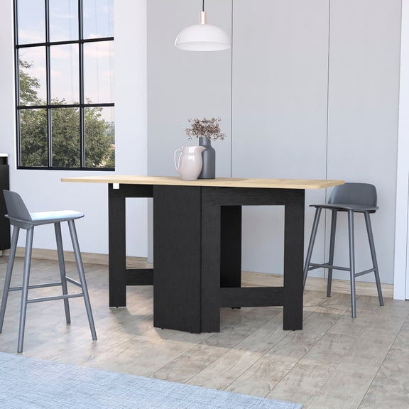 Folding Dining Table In Black And - Space Conscious Option, Rectangular, Stable, 22lbs Bearing Load For Room 3 Adjustable Shapes, ,