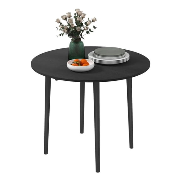 Folding Dining Table, Kitchen Table, Round Drop Leaf Table - Black Small Space Saver for Dining & Activities