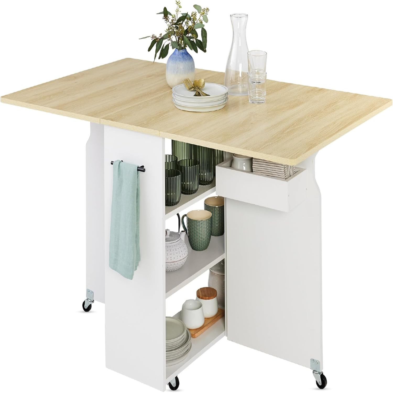 Folding Dining Table Multipurpose Space Saving Collapsible Drop Leaf