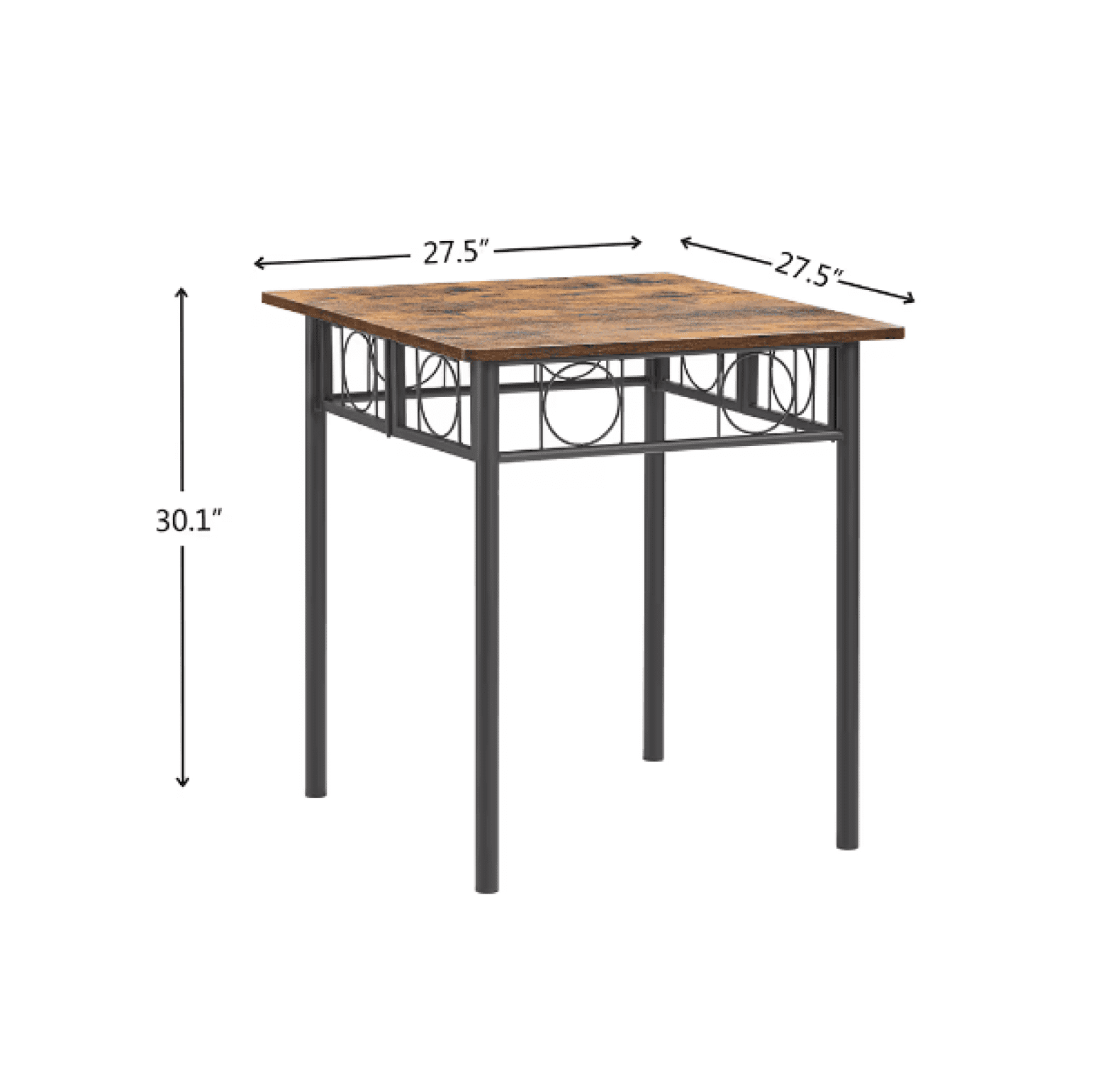 Folding Dining Table, Square Wood & Metal Kitchen Table, No Assembly ...