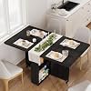 Folding Dining Table with Storage, Drop Leaf Kitchen Table with 6 Rolling Casters, Drawer, Cabinet and Shelves, Space Saving Dining Table for Small Spaces, Apartment, Kitchen，Black
