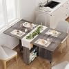 Folding Dining Table with Storage, Drop Leaf Kitchen Table with 6 Rolling Casters, Drawer, Cabinet and Shelves, Space Saving Dining Table for Small Spaces, Apartment, Kitchen，Gray