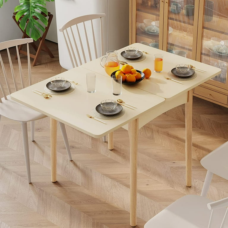 Modern Folding Dining Table Extendable for Small Spaces in Natural