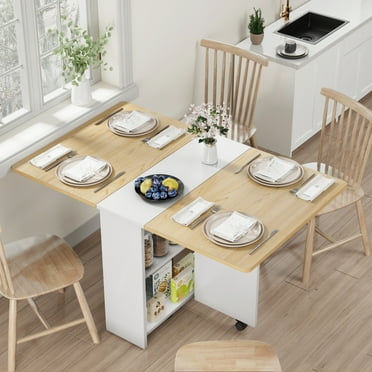 Drop Leaf Kitchen Table for 2-6 People, Small Folding Dining Table with ...