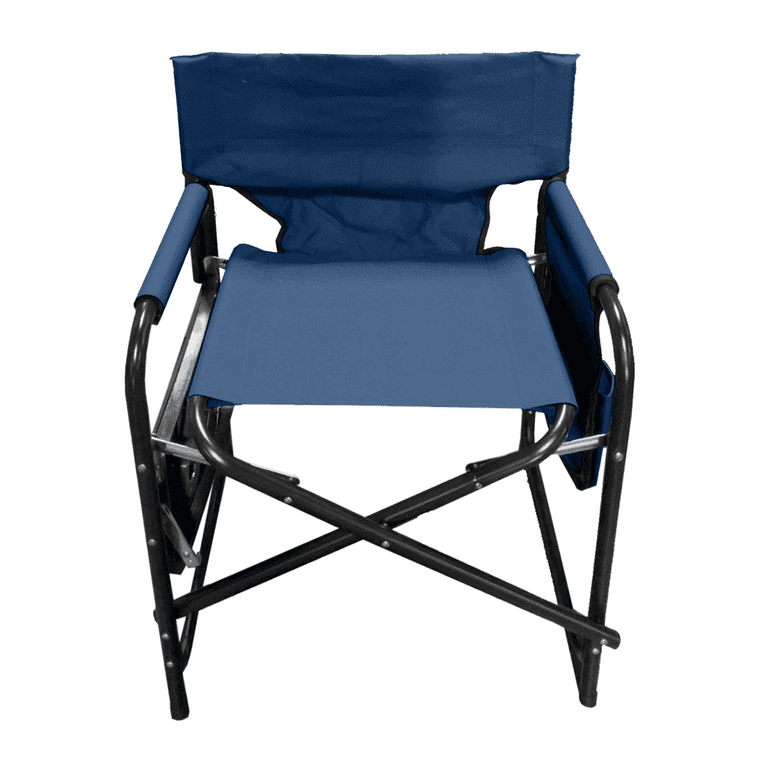 Folding Directors Chair Outdoor Camping Chair with Side Table Pockets Blue Walmart