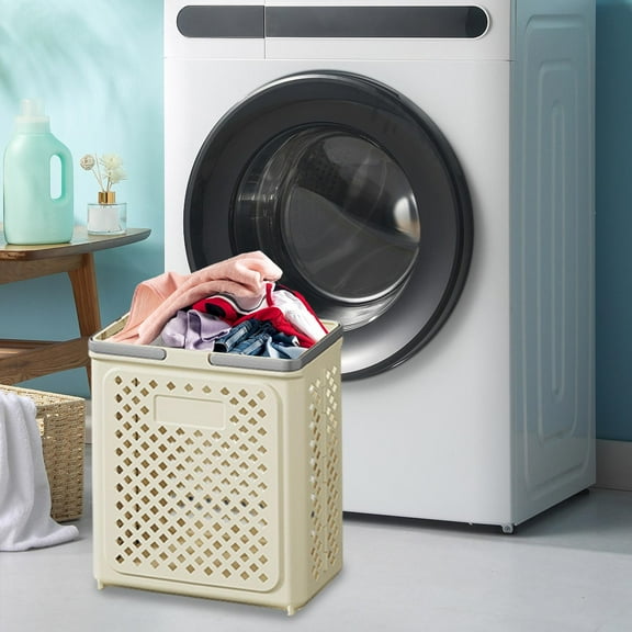 Folding Dirty Clothes Basket, Portable Wall Mounted Laundry Hamper with Grip Handles and Space-Saving Design, Multi-Functional Storage Basket for Dorm Room Bathroom Bedroom Use