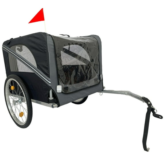 Folding Dog Bike Trailer for Pets - 20 Inch All-Terrain Wheels, Dual Entry Doors, Safety Reflectors, Quick-Release Hitch & Compact Storage for Bicycles