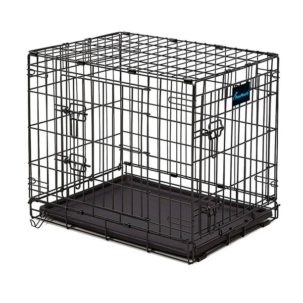 Folding Dog Crate Double Door Folding Metal Dog Crates 24 inch