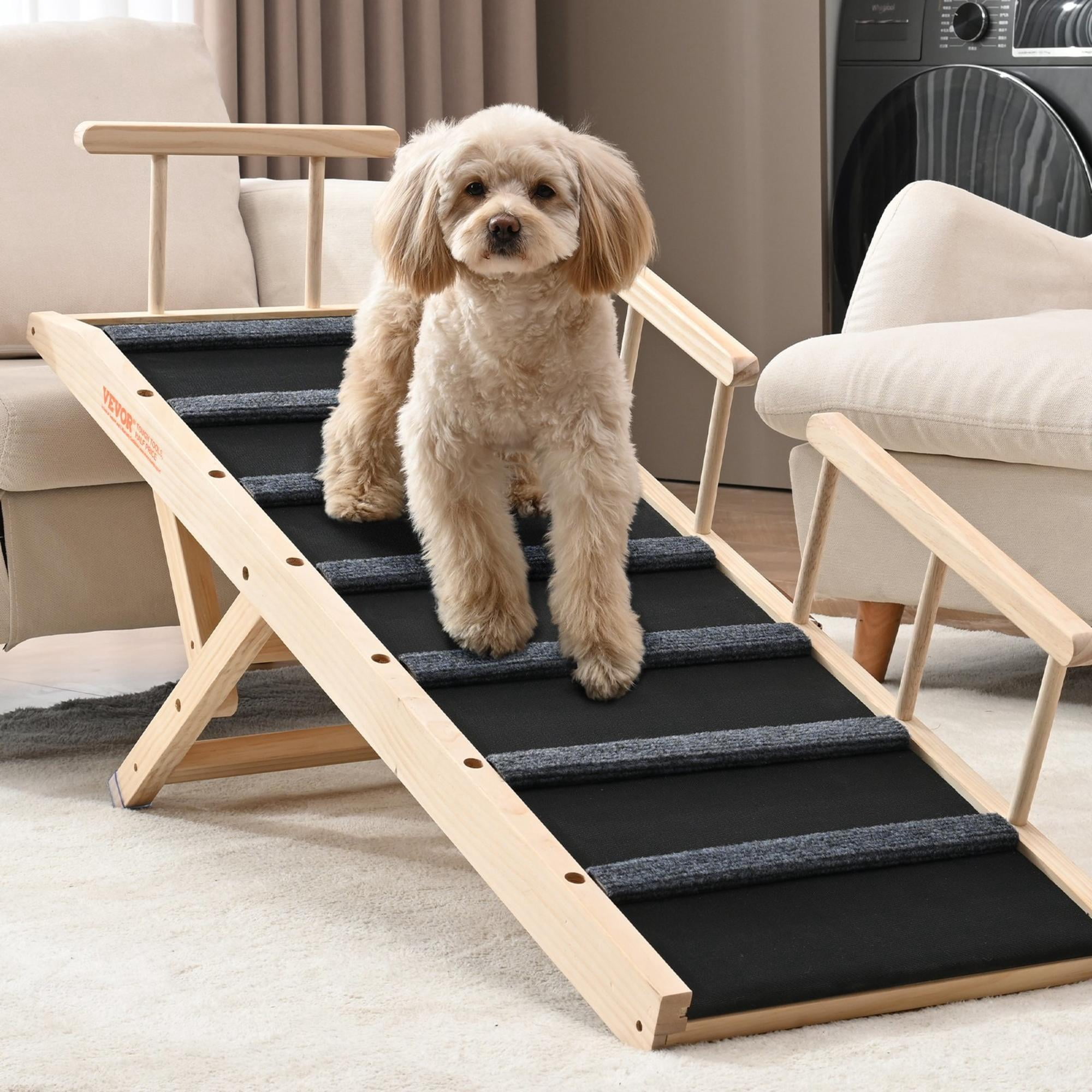 Long Pet Ramp Folding Dog Ramp for Bed, Adjustable Wood Pet Ramp, 47.2 in Long, 6 ...