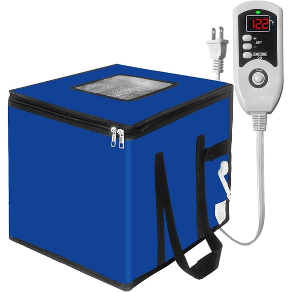 Folding Dough Proofing Box, Sourdough Starter with Temp Control (0-122?) & 96H Timer, 20L Bread Proofing Box for Sourdough, Pizza, Yogurt,  Starting,Blue 10.6 * 10.6 * 10.6inch