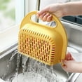 Folding Drain Basket Yellow Foldable Leaking Basket Fruit Vegetable