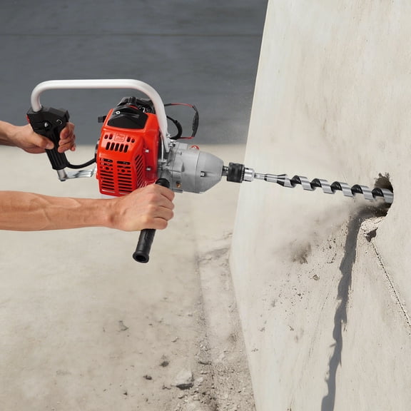 Folding Drilling Machine, Gas Powered Post Hole Digger, Portable Garden Auger for Tree Planting Fencing, 2-Stroke Engine, Ergonomic Handle