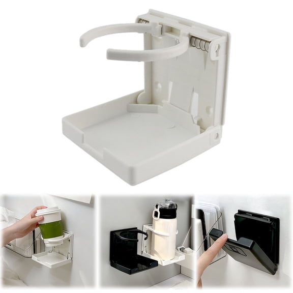 Folding Drink Holder, Foldable Cup Holder with Adjustable Arms,Wall Mount Cup Holder, Foldable Drink Holder for Cars, Trucks, RVs, Vans, Boats, and More
