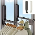 thumbnail image 1 of Folding Drying Rack Wall Mounted Telescopic Space-Saving Aluminum Alloy | Indoor Outdoor Clothes Hang Rod | Invisible Balcony Floating Window Laundry Hanger | 14.56x3.14in, Black/White, 1 Pack, 1 of 6