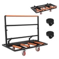 thumbnail image 1 of Folding Drywall Cart Dolly, 2000 LBS Load Capacity Plywood Cart with 4 Casters, Portable Panel Truck Cart with Adjustable Handle, Tie-Down Strap, 1 of 7
