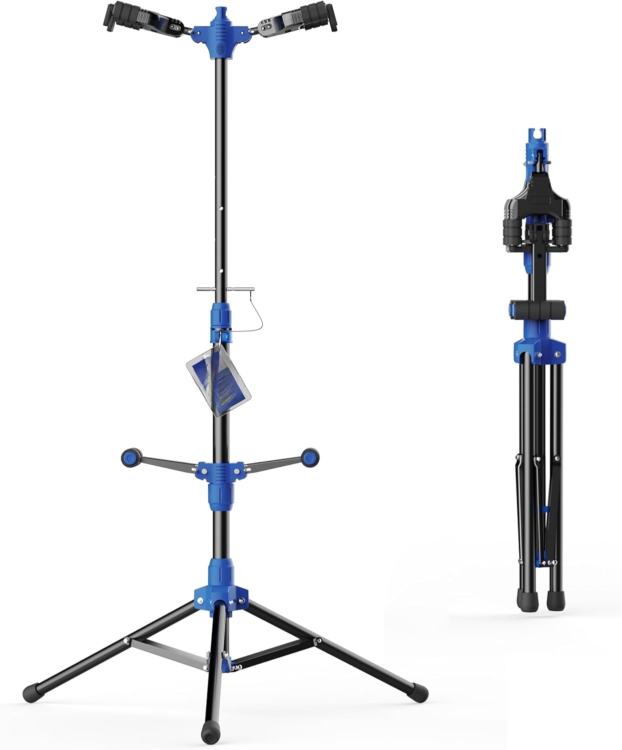 Folding Dual Guitar Stand with Auto-Lock System and Soild Tripod, Double/Multiple Guitar Stand/Holder/Rack for Single Bass, Acoustic, Electric, Classical Guitar or Ukulele
