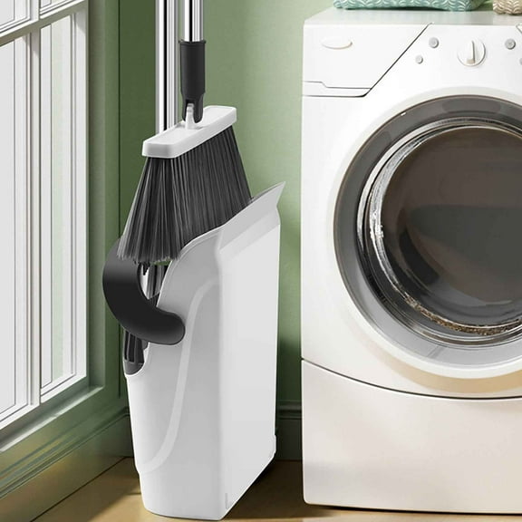 Folding Duster Combination Cleaning Set with Adjustable 180° Head, Soft Bristle Broom, Dustpan & Wiper, Extendable Handle for Kitchen, Bathroom, Home, RV & Commercial Use, PET/Stainless Steel