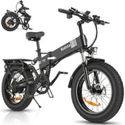 Folding Ebikes for Adults Ridstar, 750W Motor 48V 14AH Removable Battery 20" x 4.0 Fat Tire Shimano 7-Speed 19.8MPH Electric Bike