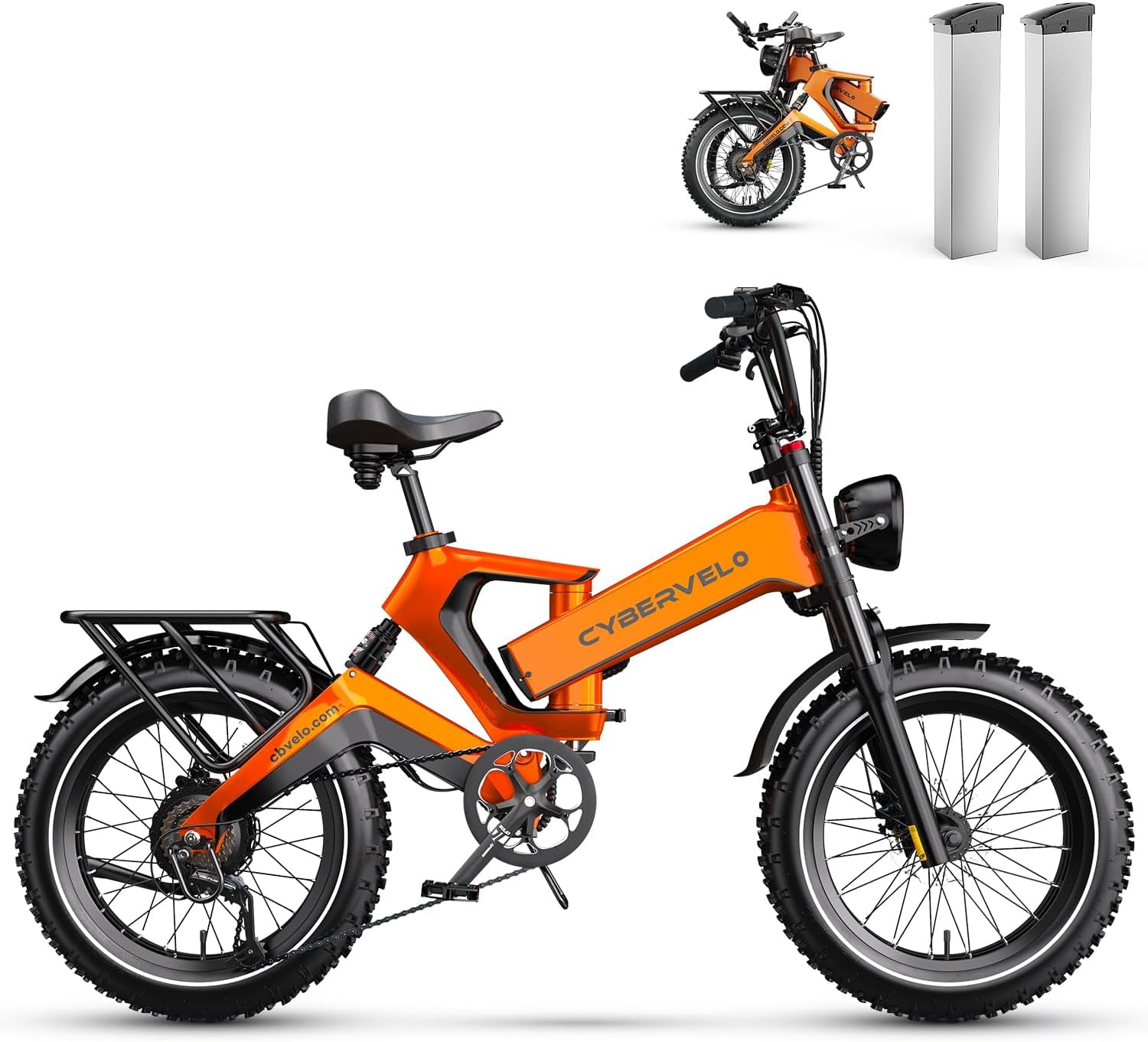 Folding Electric Bike, 20" Fat Tires Ebike for Adults, 1500W 8-Speed E-Mountain Bike, 48V 20Ah