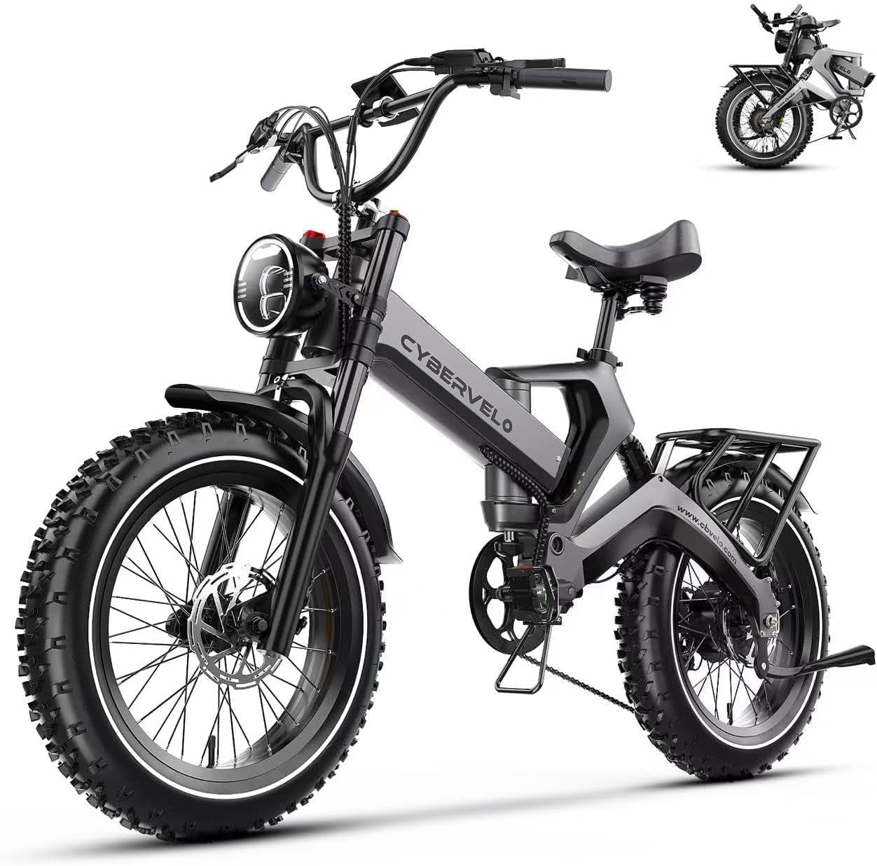 20" Fat Tires Folding Ebike for Adults, 2000W Peak Motor 8-Speed E-Mountain Bike, 48V 40Ah Bulit-in Battery Dirt Sand