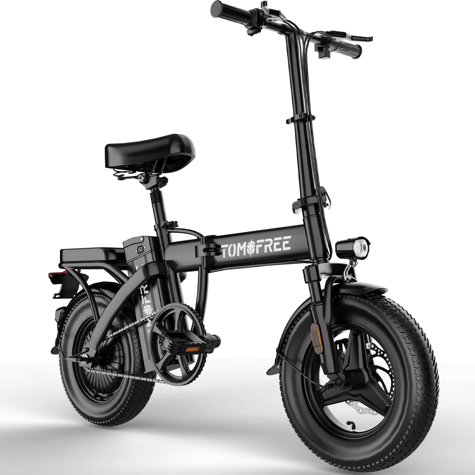 Folding Electric Bike 48V 20AH Removable Battery 20-25MPH 14''x 2.1'' Tire, 25-35miles PAS, Front/Full Suspension, 200lbs Load Ebike for Adult, Adult Electric Bicycles for Commute