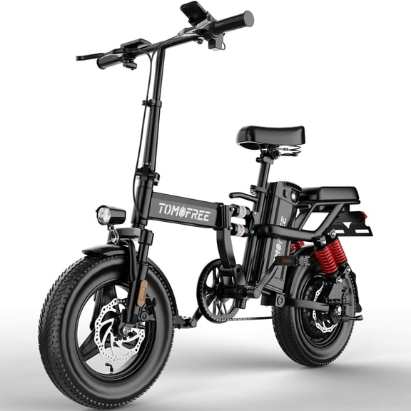 Folding Electric Bike for Adults 20MPH Peak 750W EBike, 48V 20AH Removable Battery for Electric Bicycles,35-75Miles PAS Range, 10 Shock Absorbers, 14'' Fat Tire Foldable E-Bike, PAS E Bike