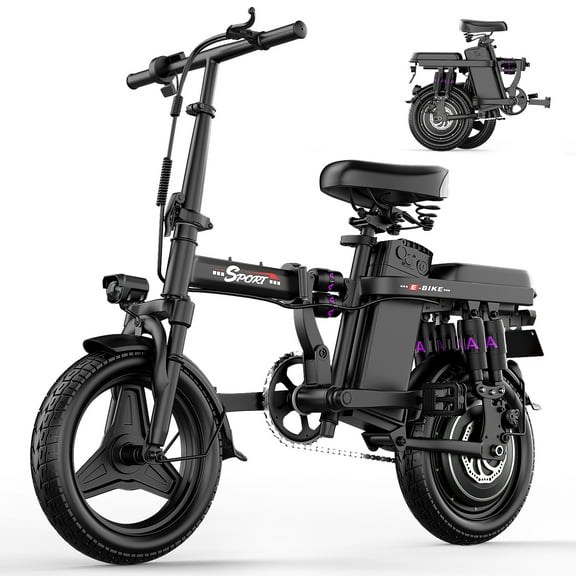 Folding Electric Bike for Adults, 48V 15AH Removable Battery, 25MPH 35Miles Commuting Ebikes for Women Men, 500W Brushless Motor, Lightweight 14'' Tires Electric Bicycles, LCD Display
