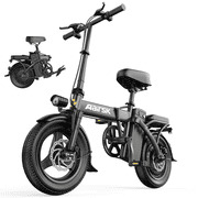 Folding Electric Bike for Adults,500W 20MPH 30Miles Long Range,48V 10AH Removable Battery,14" Small City Commuting E-bike with Full Suspension, LCD Display