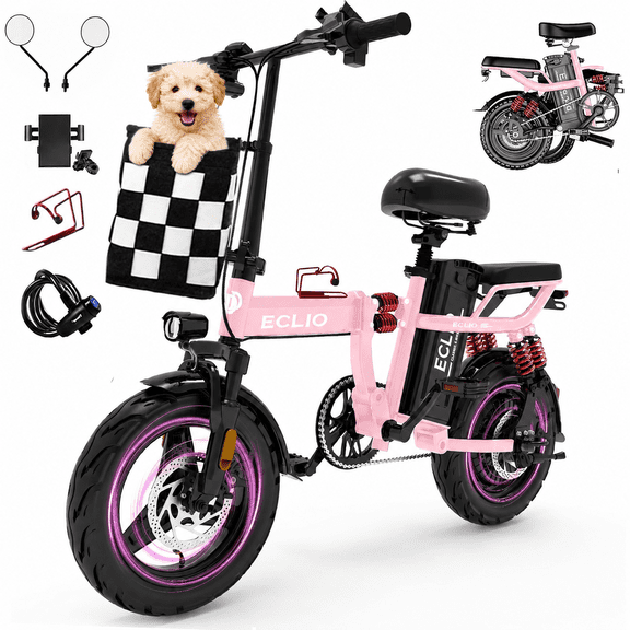 Eclio Folding Electric Bike for Adults , Ebike with 672Wh Battery, 50 Miles Range, Foldable Electric Bicycle for Men Women Commuter Travel