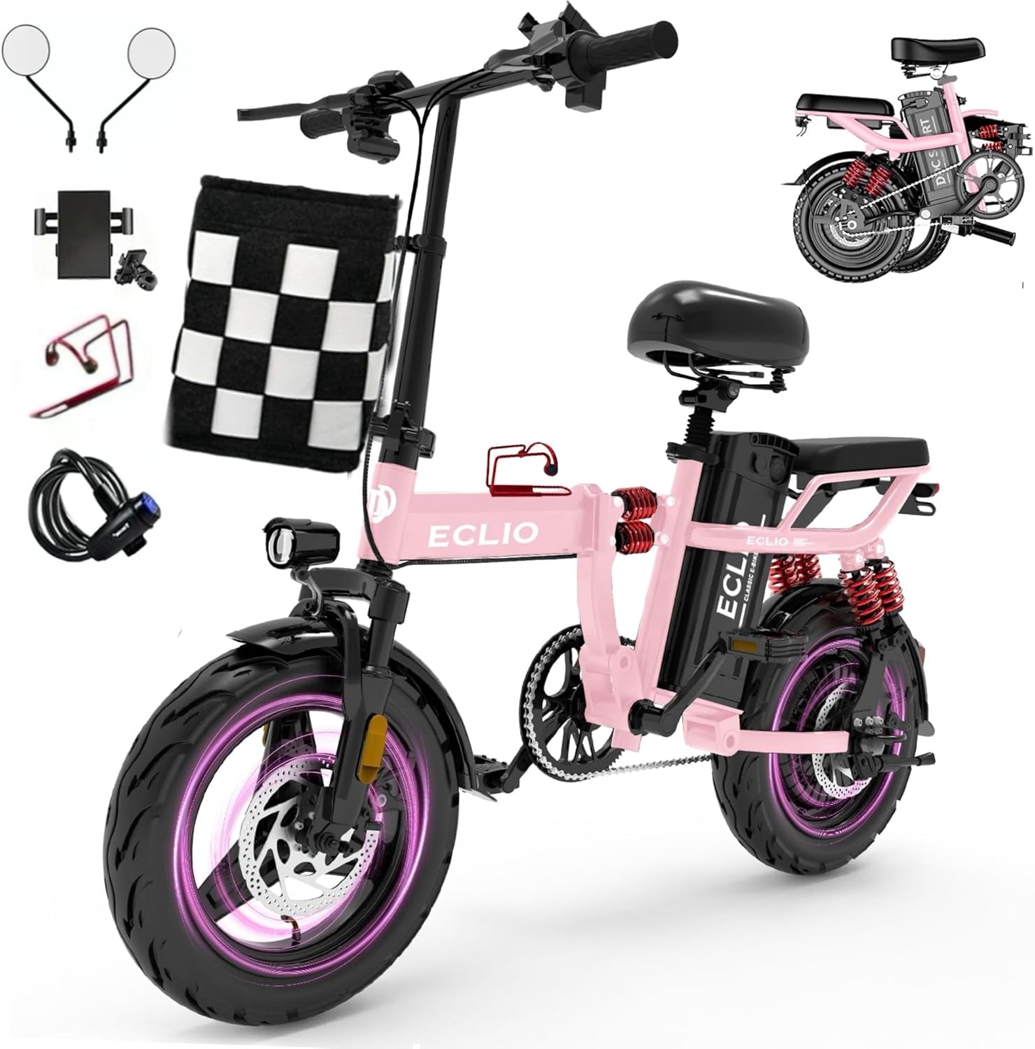 Eclio Folding Electric Bike for Adults , Ebike with 672Wh Battery