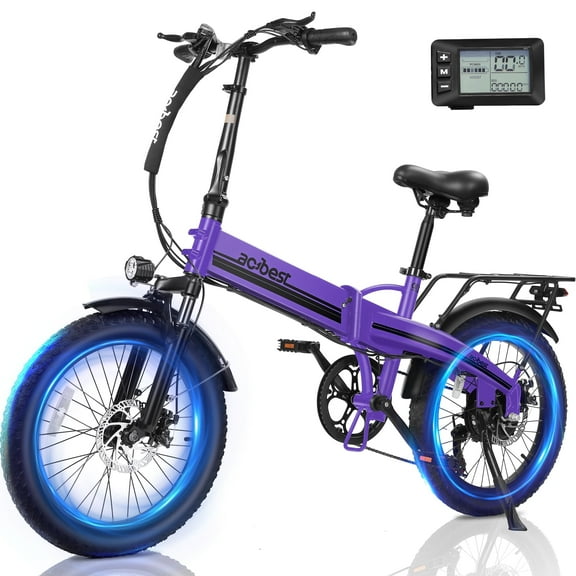 Electric Bike for Adults 750W, 20Mph Top Speed, 20" Fat Tire, 48V 10.4Ah Removable Battery Ebike with 35 Speed and Front Suspension(Purple)