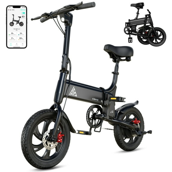 Folding Electric Bike for Adults and Teens – 14" E-Bike with 750W Peak Motor, 20 MPH Speed, 20 Mile Range, 36V/7.8Ah Battery, LED Display & App Control – UL2849 Certified Foldable Ebike