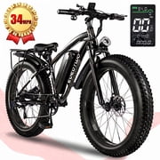 EOEOTWO 26 Fat Tire Electric Bike for Adults 1500W Peak Motor, 48V 15Ah Removable Battery, 34 MPH Fast E-Bike with 60-Mile Range, All-Terrain Mountain Bicycle with Front Suspension, UL2849 Certified