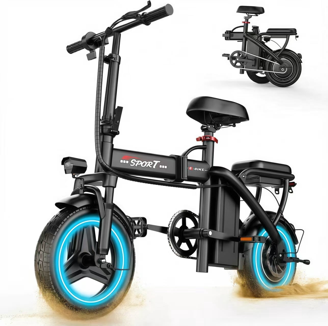 Folding Electric Bike for Adults, 500W Motor 25MPH & 35Miles Long Range, 14'' Mini E-Bike, UL Certified Electric Bicycle for Teens