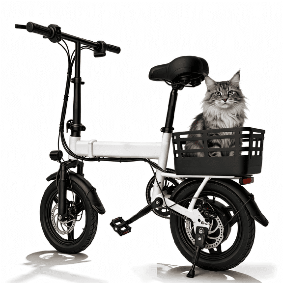 Folding Electric Bike for Teens and Adults, 500W Peak Motor 432Wh Battery 20MPH, 14'' Mini Ebike with Rear Basket, UL2849