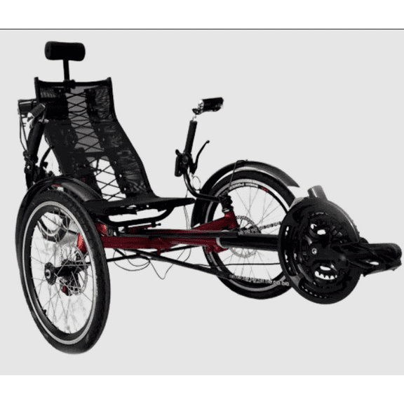 Folding Electric Recumbent Tricycle Trike for Adults Red, Motorized Recumbent Bicycle with Power Assist, Fastest Electric Tadpole Trike Design for Seniors