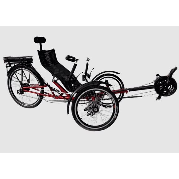 Folding Electric Recumbent Trike Red, Semi Recumbent Electric Assist Tricycle for Adults, Tripod Electric Trike with 1000W Power and Long-Range Performance