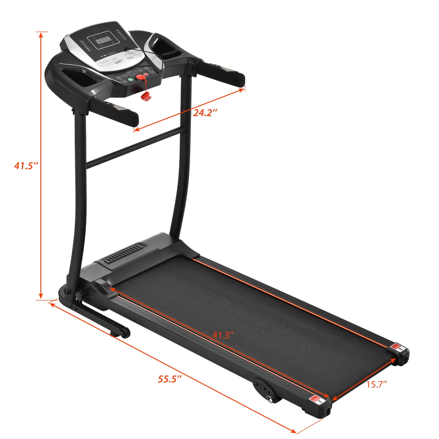 Folding Electric Treadmill with Powerful 2.5HP Motor 300LBS Weight Capacity Portable Running