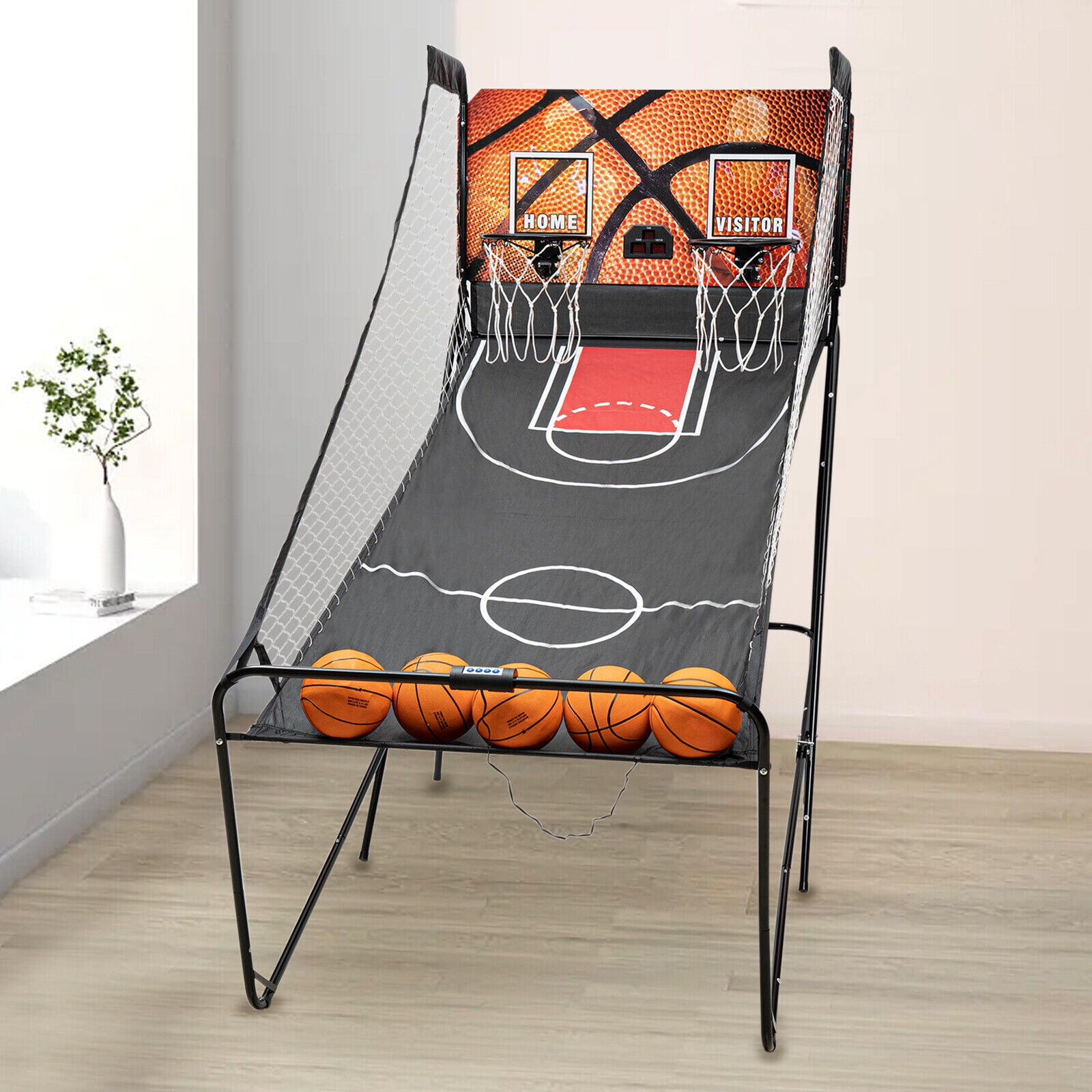 Folding Electronic Arcade Basketball Game, Indoor Dual Shot Basketball