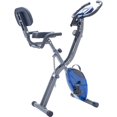 thumbnail image 1 of Folding Exercise Bike, Fitness Upright and Recumbent X-Bike with 10-Level Adjustable Resistance, Arm Bands and Backrest, Exercise Equipment for Home Gym Cardio Workout, Black+Blue, 1 of 7